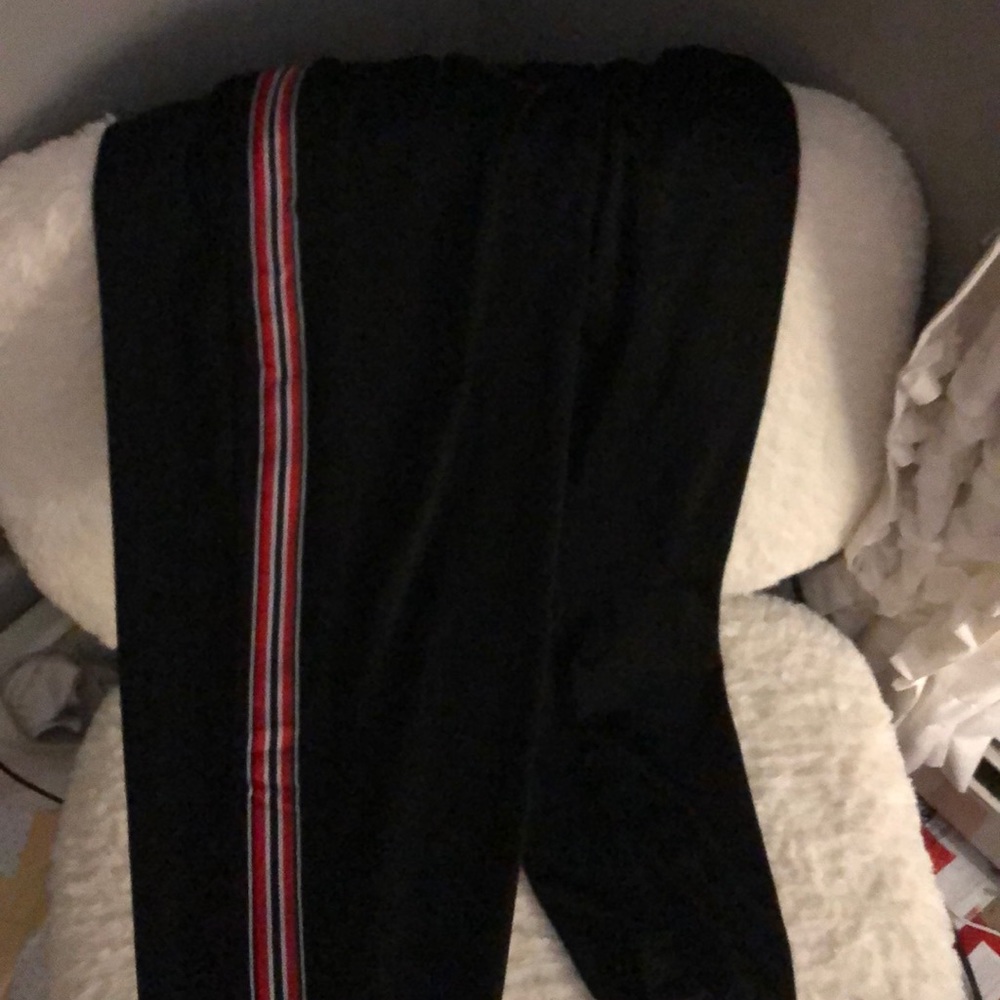red side striped joggers